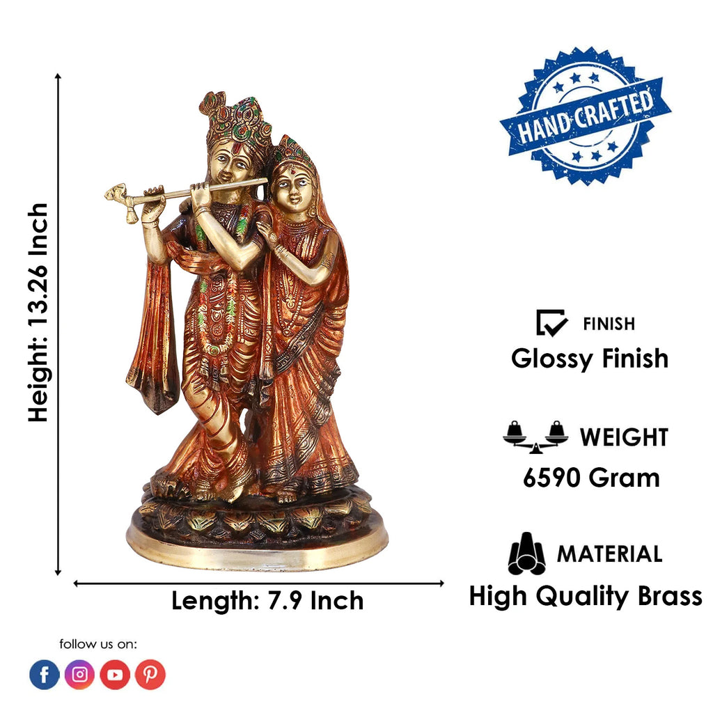 Lord Radha and Krishna Murti with Bansuri(Flute), Radha Krishna&nbsp;Statue made from Virgin Quality Brass for long-lasting use. Handmade product from the Artisanship of India's Craftsman Using Modern Style.