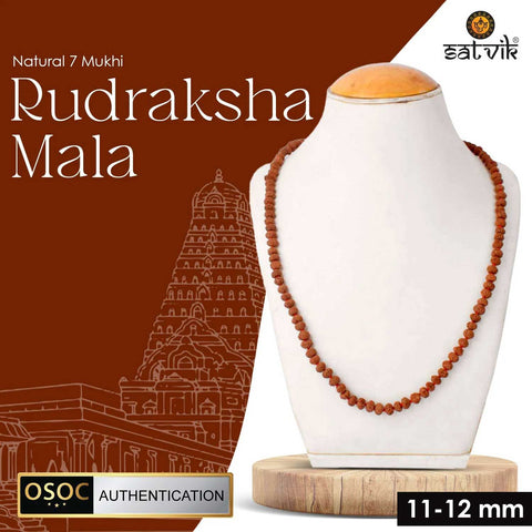 Original 7 Mukhi Rudraksha Mala – 108 Beads for Wealth, Positivity & Saturn Protection. India’s Premium Jap Mala Store - www.satvikstore.in