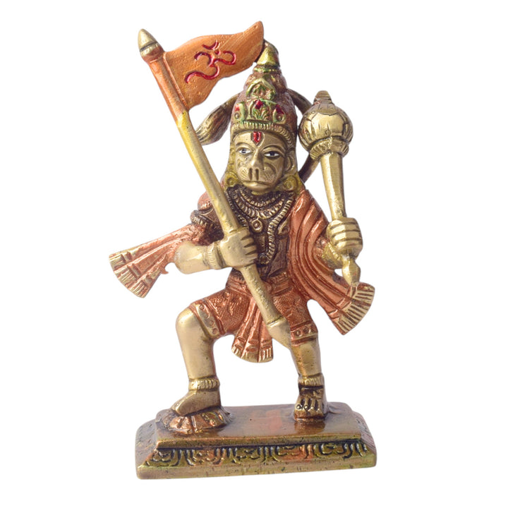 The "4.9 Inch Sacred Brass Hanuman Statue" is a beautifully crafted representation of Lord Hanuman, symbolizing strength, devotion, and protection. Standing at 4.9 inches tall, this intricately detailed statue is made from high-quality brass, capturing Hanuman’s powerful stance and serene expression.