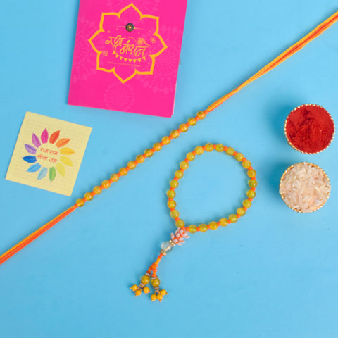 Designer Couple Rakhi Set for Bhaiya and Bhabhi with Roli Chawal and Ram Sita Stickers – Raksha Bandhan Gift Combo. India’s Largest Brass Idols Brand - www.satvikstore.in