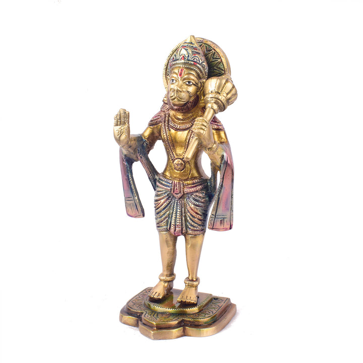 The "8.9 Inch Brass Hanuman Sculpture" is a beautifully crafted representation of Lord Hanuman, the revered deity of strength, devotion, and protection.