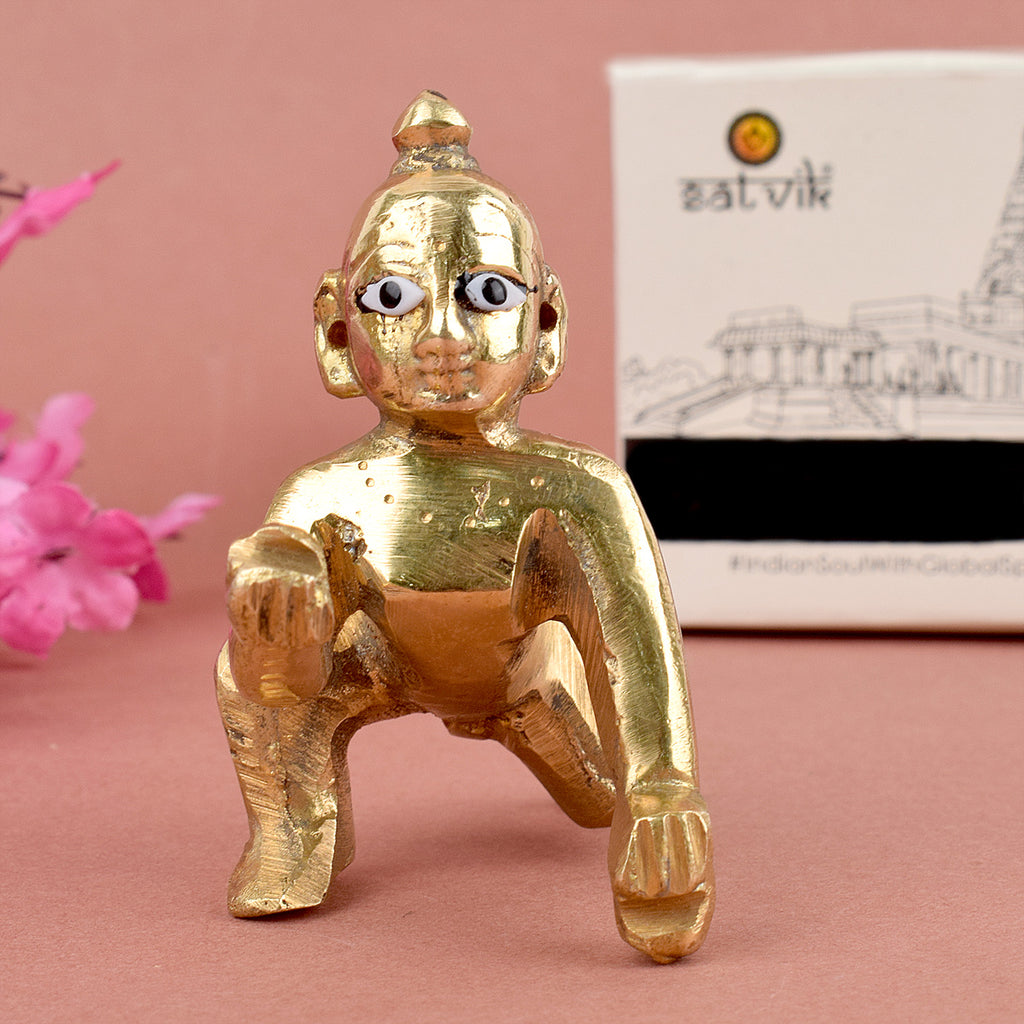 Brass Laddu Gopal Idol (Size 1) Puja Store Online Pooja Items Online Puja Samagri Pooja Store near me www.satvikstore.in