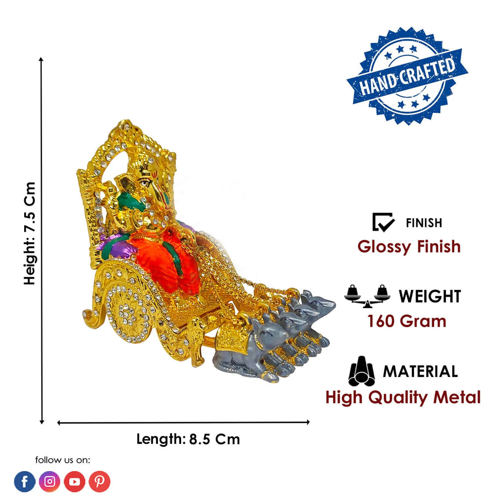 Metal Ganpati on Rath Statue Puja Store Online Pooja Items Online Puja Samagri Pooja Store near me www.satvikstore.in
