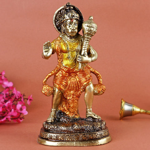 6.5 Inch Graceful Brass Hanuman Bajrangbali Statue – A beautifully crafted idol of Lord Hanuman, symbolizing strength, courage, and devotion, perfect for temple or home decor. No.1 Brass Idol Store www.satvikstore.in 