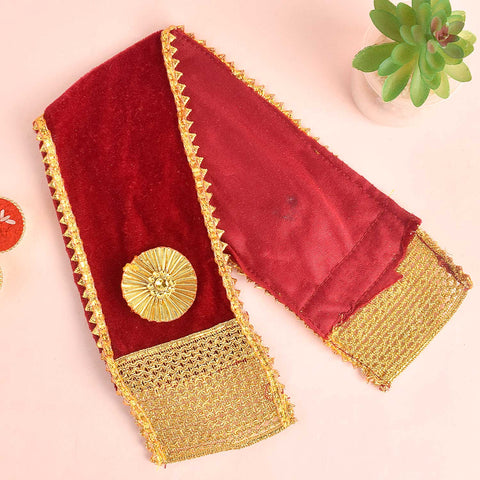 Graceful maroon Angvastra Patka Dupatta in 18 and 25-inch sizes, perfect for religious rituals, festive occasions, and traditional spiritual wear. India’s Largest Pooja Accessories Brand – www.satvikstore.in