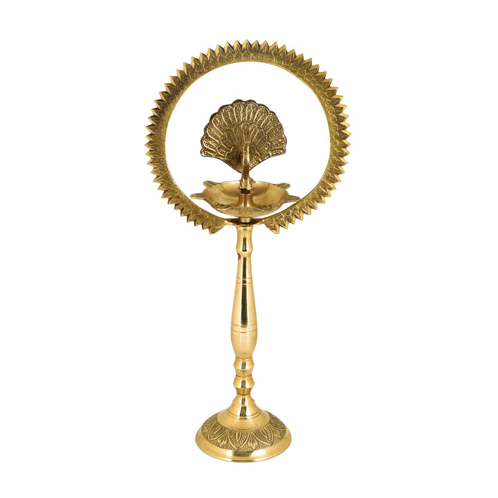 9 Inch Brass Mor Kiran Standing Diya Puja Store Online Pooja Items Online Puja Samagri Pooja Store near me www.satvikstore.in