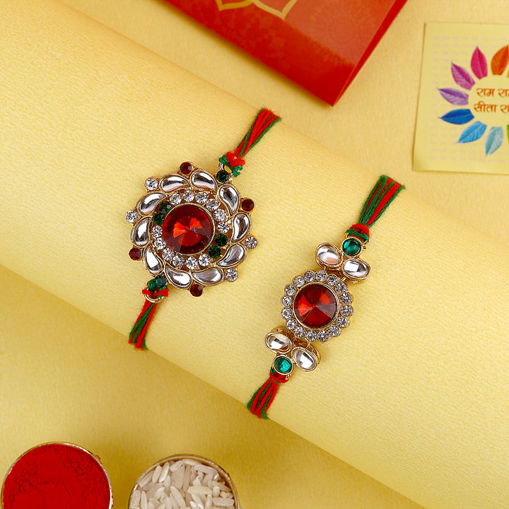 Shop Exquisite Designer Rakhi, Beautiful Couple Rakhi, and Latest Bhaiya Bhabhi Rakhi Online at Satvik Store - Send Rakhi with Style and Tradition!