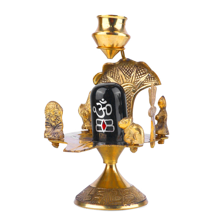 Pure Brass Shivling with Goddess Parvati, Ganesha, Kartike with Nandi