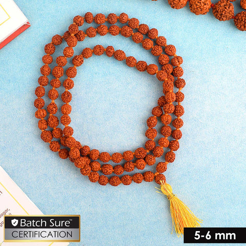 Panchmukhi Rudraksha Jaap Mala with 5mm five-faced beads, ideal for daily chanting, meditation, and spiritual practices. India’s Premium Jap Mala Store - www.satvikstore.in