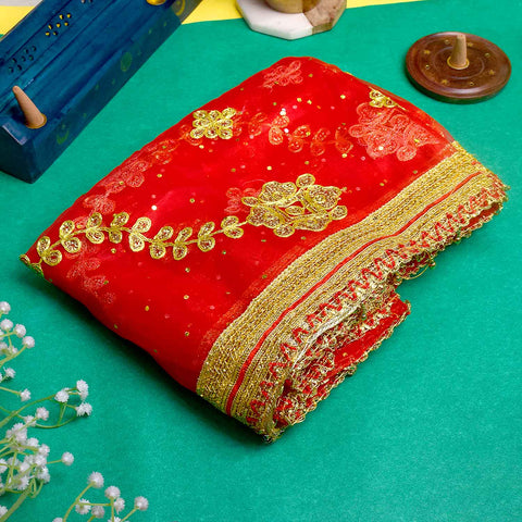 Elegant 74x43 inch Pooja Chunri for Mata Rani with vibrant fabric and intricate design for temple decoration – India’s Largest Pooja Accessories Brand – www.Satvikstore.in

