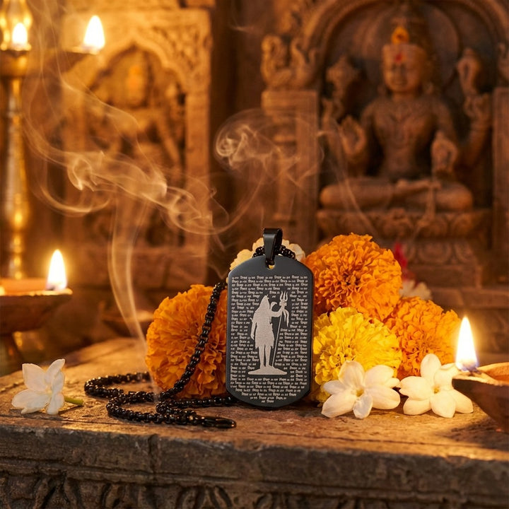 Shiv microcarved black pendant featuring Lord Shiva design – devotional pendant for daily wear and meditation. India’s Largest Pooja Accessories Brand - www.satvikstore.in