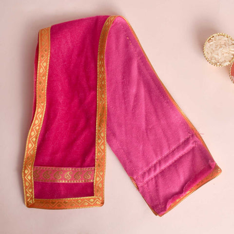 Stunning Pink Angvastra/Patka/Duppata – 15-inch devotional cloth ideal for puja, deity offerings, or spiritual wear, featuring a vibrant pink color and fine traditional detailing. India’s Largest Pooja Accessories Brand – www.satvikstore.in