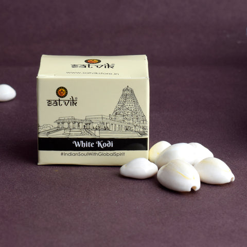 White Kodi for Pooja (11 Pc) – Sacred Cowrie Shells are used for daily pooja rituals and spiritual offerings, symbolizing prosperity and divine blessings. A perfect addition to your pooja needs for positive energy and spiritual growth – India’s Largest Pooja Accessories Brand – www.satvikstore.in