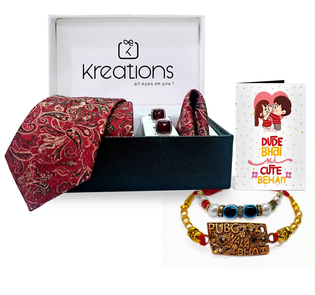 Rakhi with Tie Gift Combo Set Puja Store Online Pooja Items Online Puja Samagri Pooja Store near me www.satvikstore.in