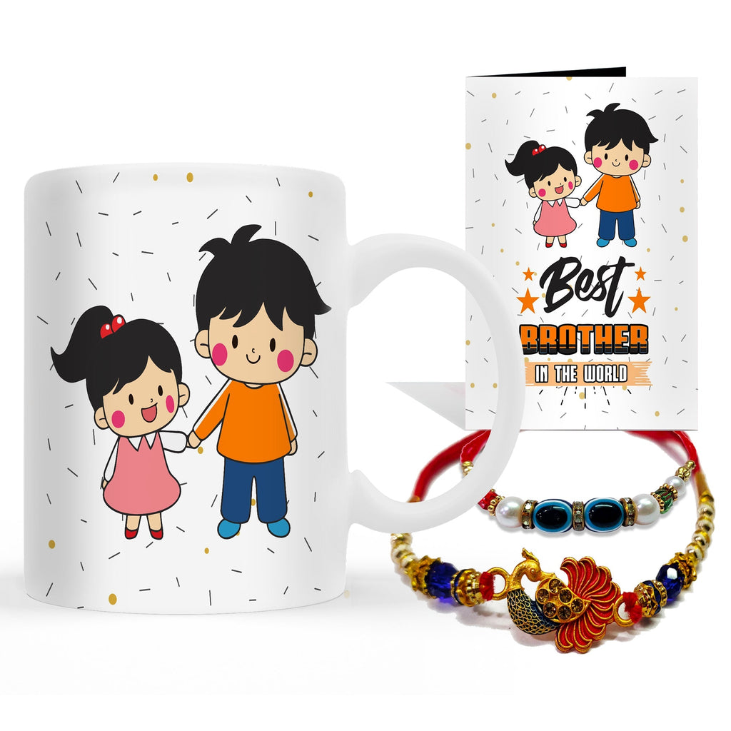 Rakhi with Mug Gift Combo Set Puja Store Online Pooja Items Online Puja Samagri Pooja Store near me www.satvikstore.in