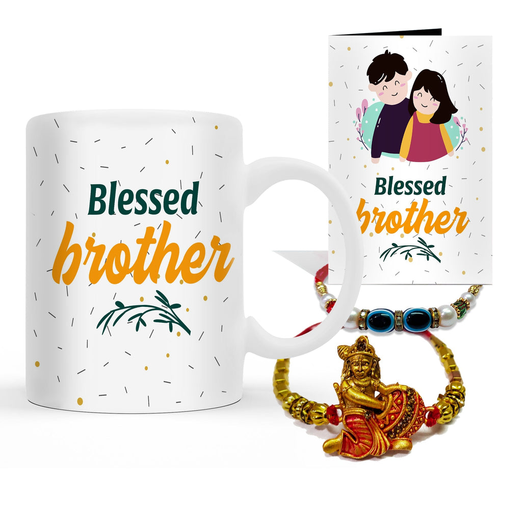 Rakhi with Mug Gift Combo Set Puja Store Online Pooja Items Online Puja Samagri Pooja Store near me www.satvikstore.in