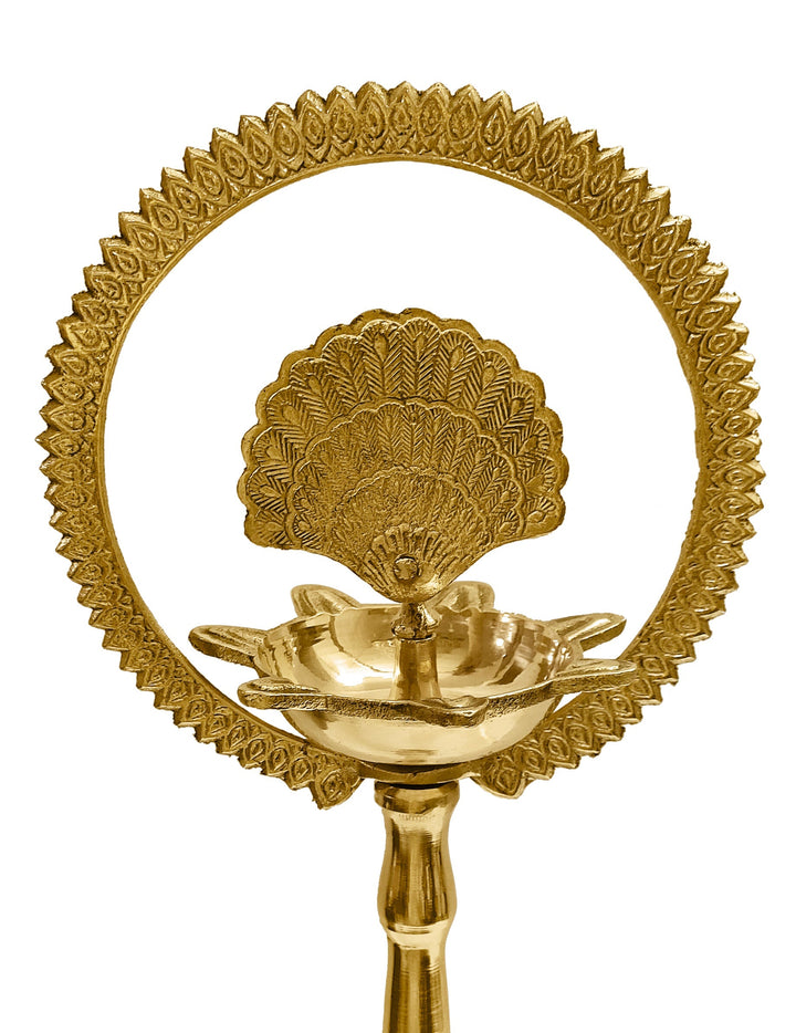 Beautiful Brass Mor Kiran Standing Diya (20 Inch) Puja Store Online Pooja Items Online Puja Samagri Pooja Store near me www.satvikstore.in