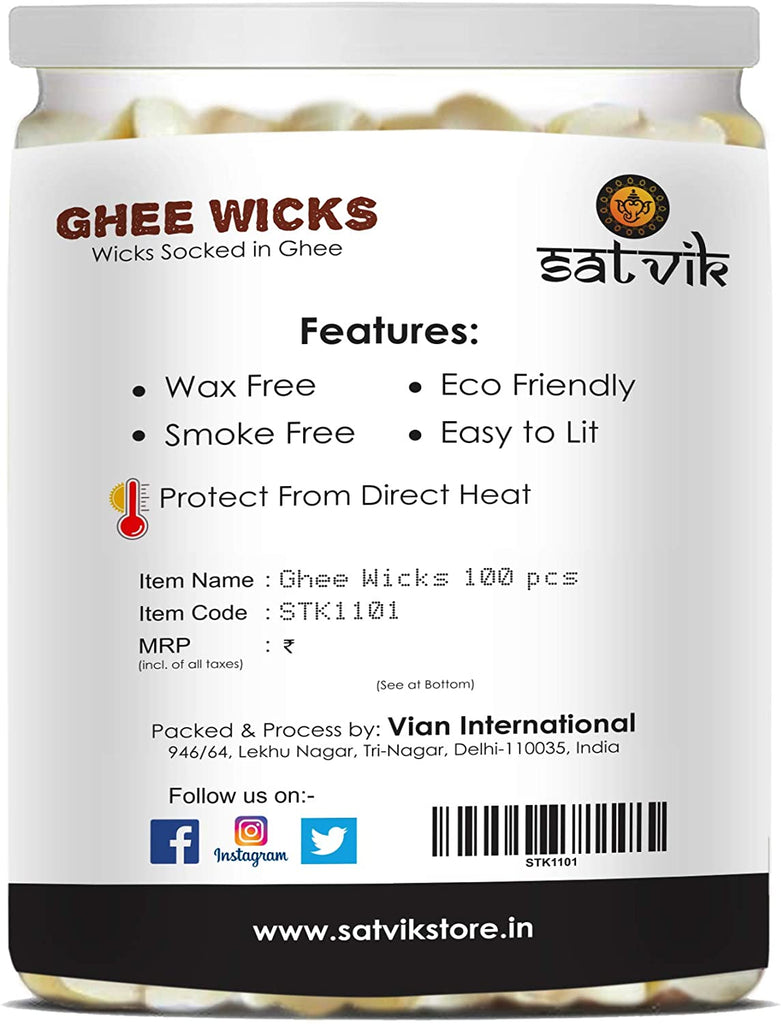 100 Pc Pure Ghee Wicks (Wax Free) Puja Store Online Pooja Items Online Puja Samagri Pooja Store near me www.satvikstore.in