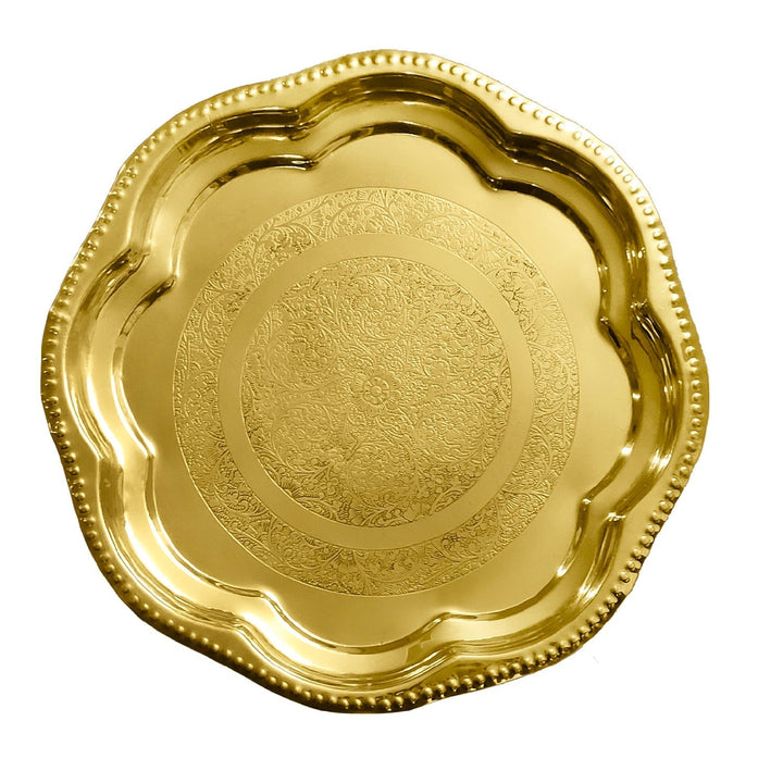 9.5 Inch Brass Decorative Enrgaved Aarti Puja Thali Puja Store Online Pooja Items Online Puja Samagri Pooja Store near me www.satvikstore.in