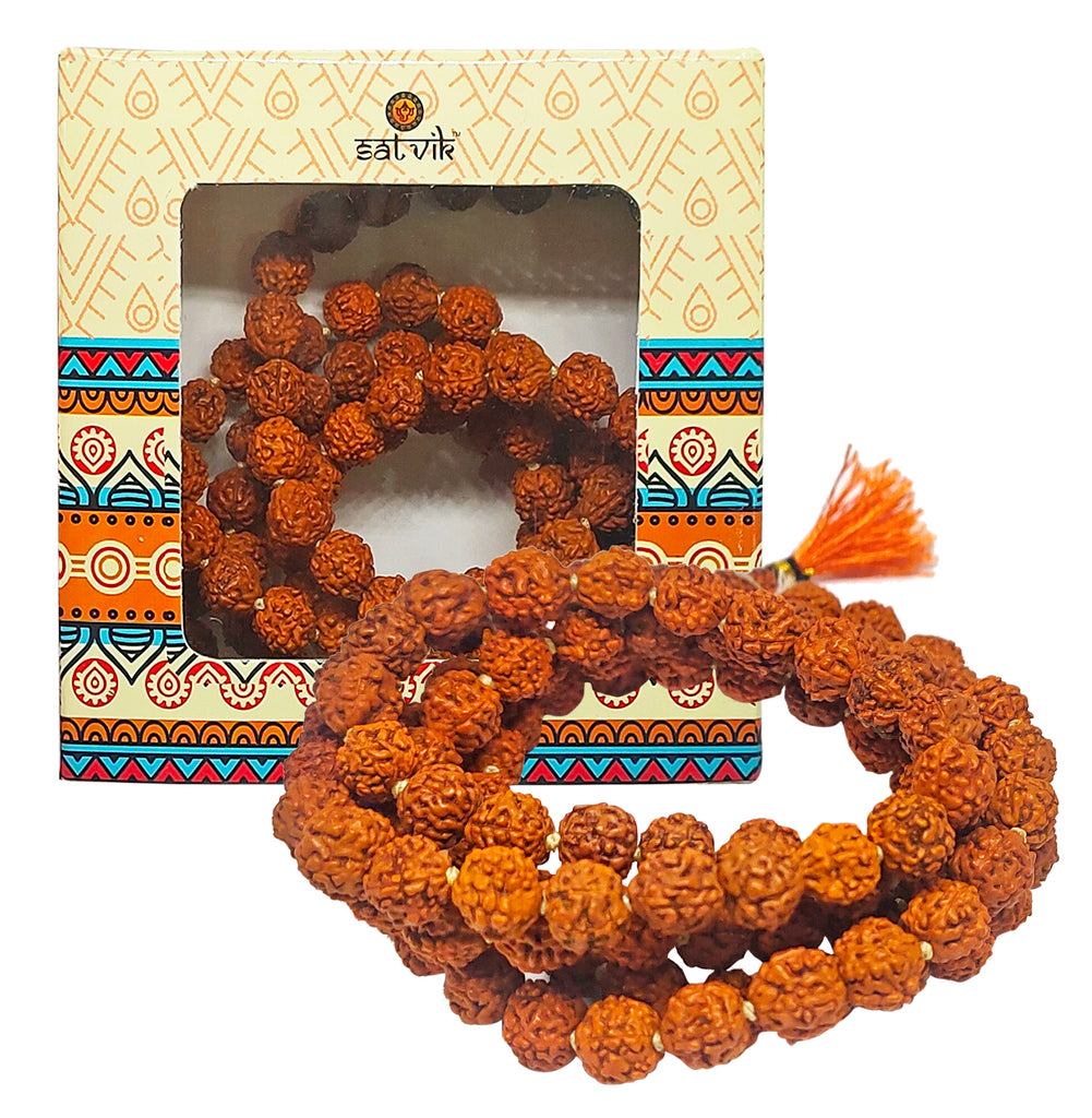 Panchmukhi Rudraksh Mala (108+1 Medium Beads) Puja Store Online Pooja Items Online Puja Samagri Pooja Store near me www.satvikstore.in