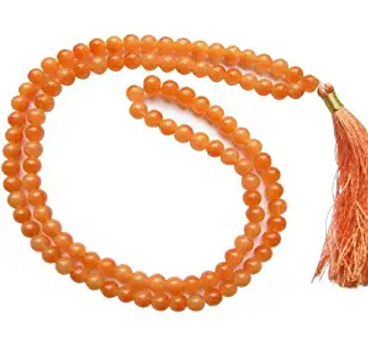 Agate Hakik Mala (Orange) Puja Store Online Pooja Items Online Puja Samagri Pooja Store near me www.satvikstore.in