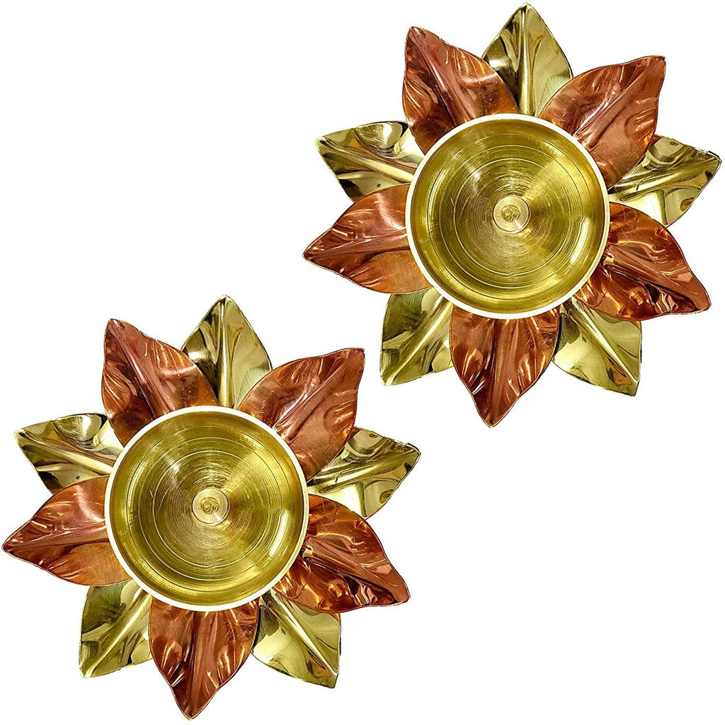 Alluring Brass Copper Lotus Kamal Diya (Small) Puja Store Online Pooja Items Online Puja Samagri Pooja Store near me www.satvikstore.in